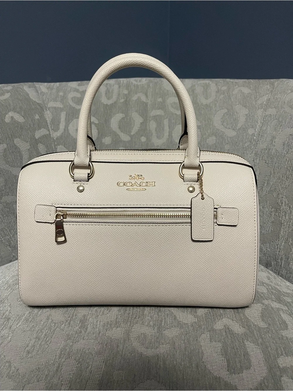 Coach Rowan medium in cream with gold hardware.